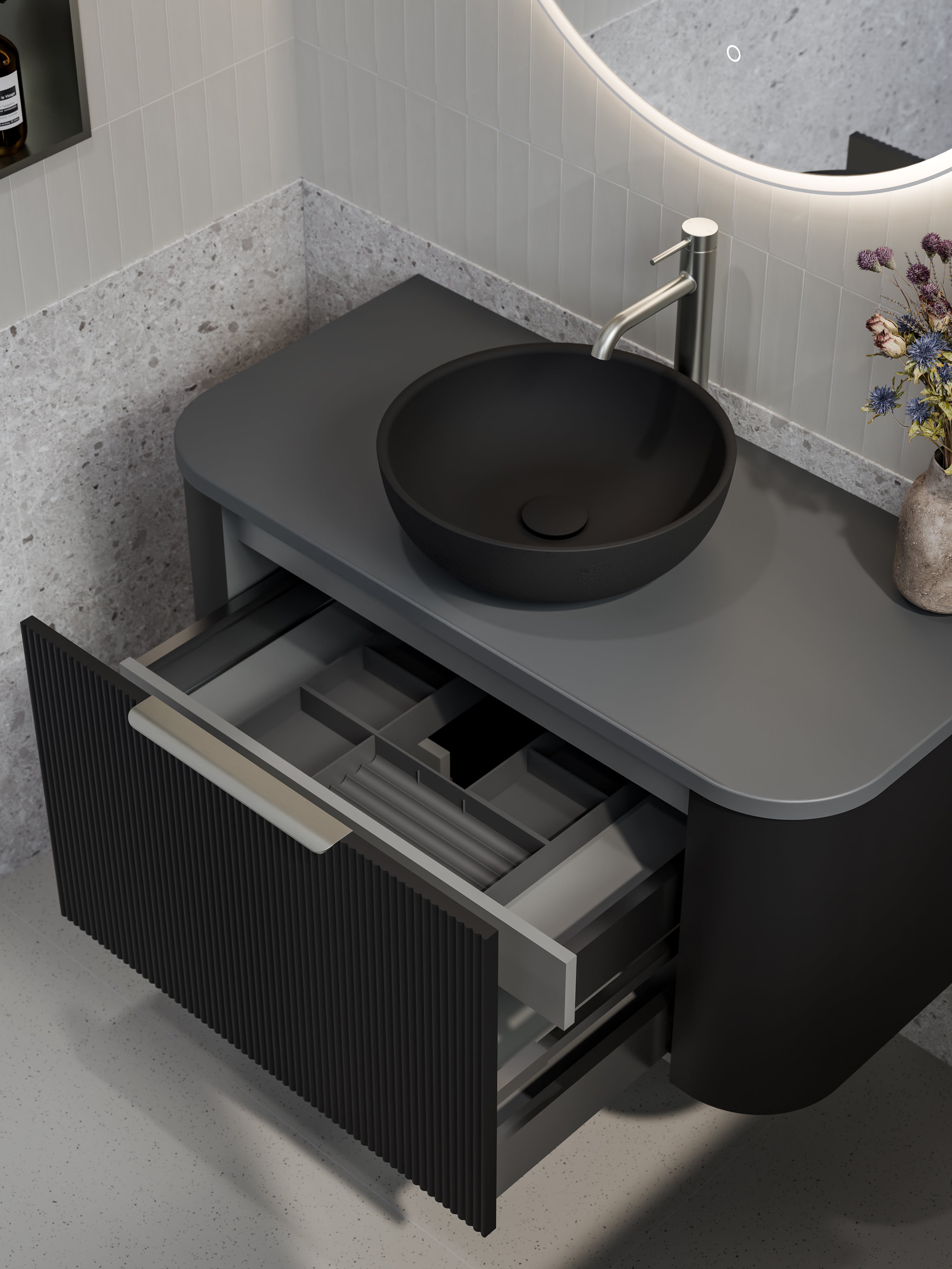 Code Nature 1000 Vanity | Flat Slab Top | Pillar Front