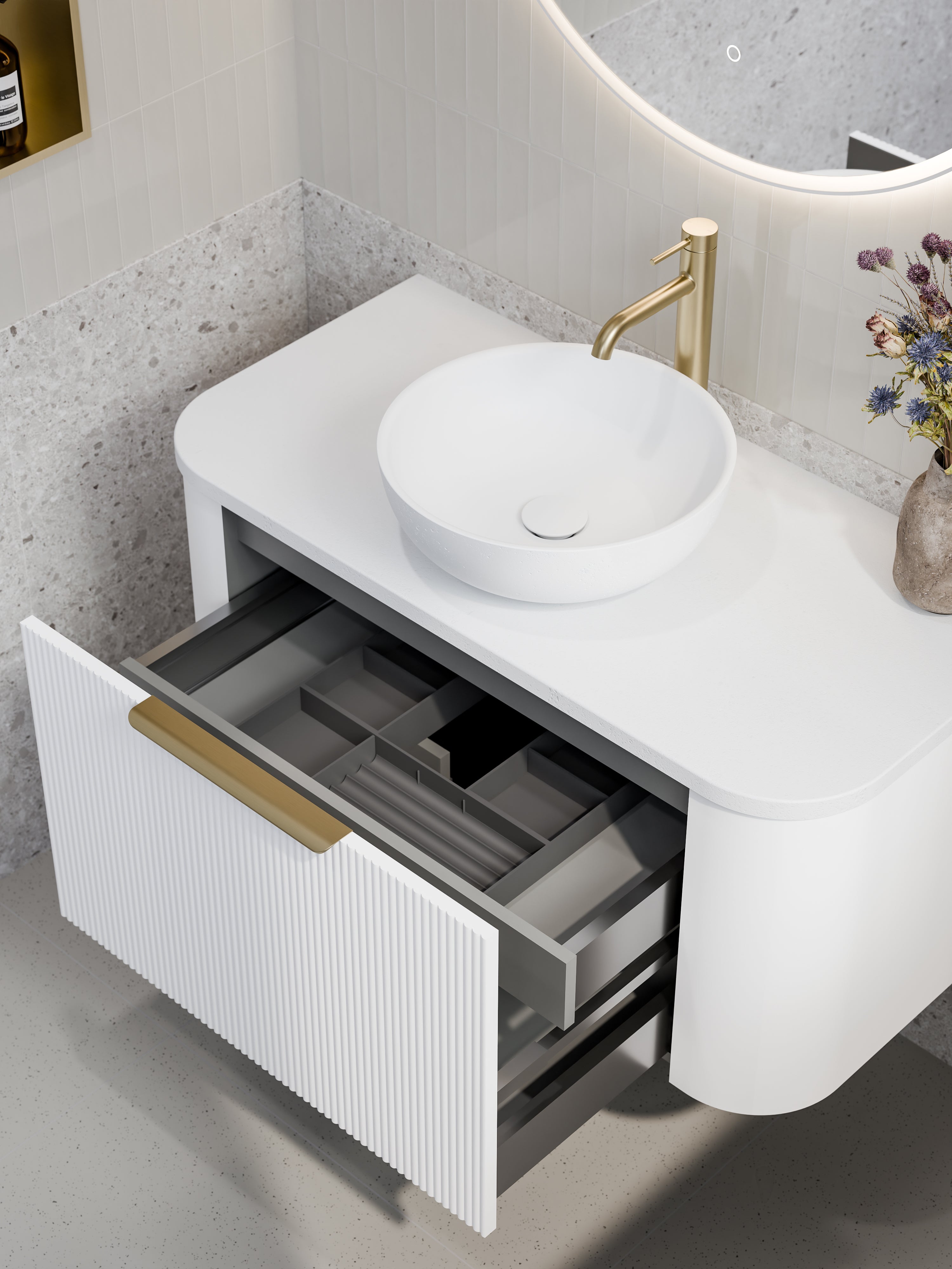 Code Nature 1000 Vanity | Flat Slab Top | Pillar Front