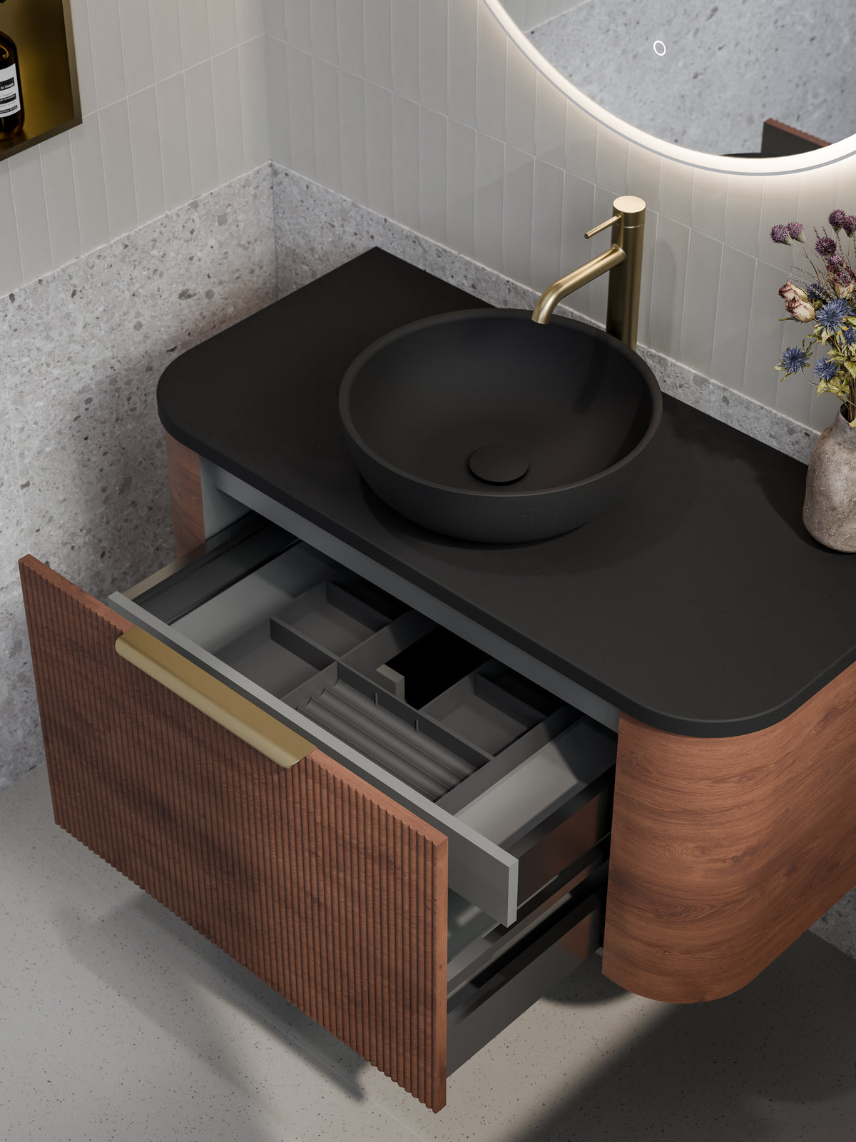 Slab Vanity Code Nature 1000 Vanity | Flat Slab Top | Pillar Front – Elite Bathroomware
