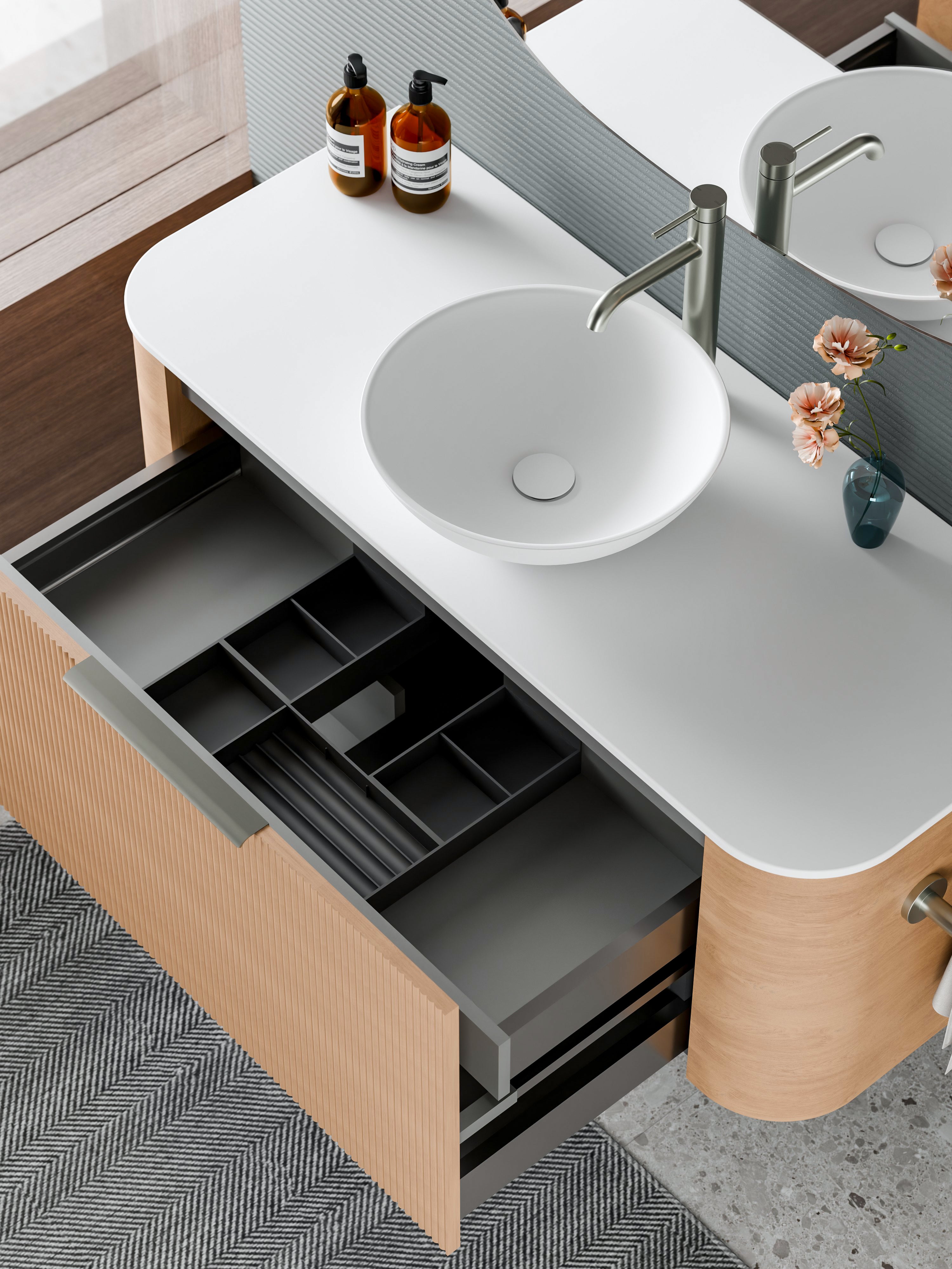 Code Nature 1200 Vanity | Flat Slab Top | Pillar Front