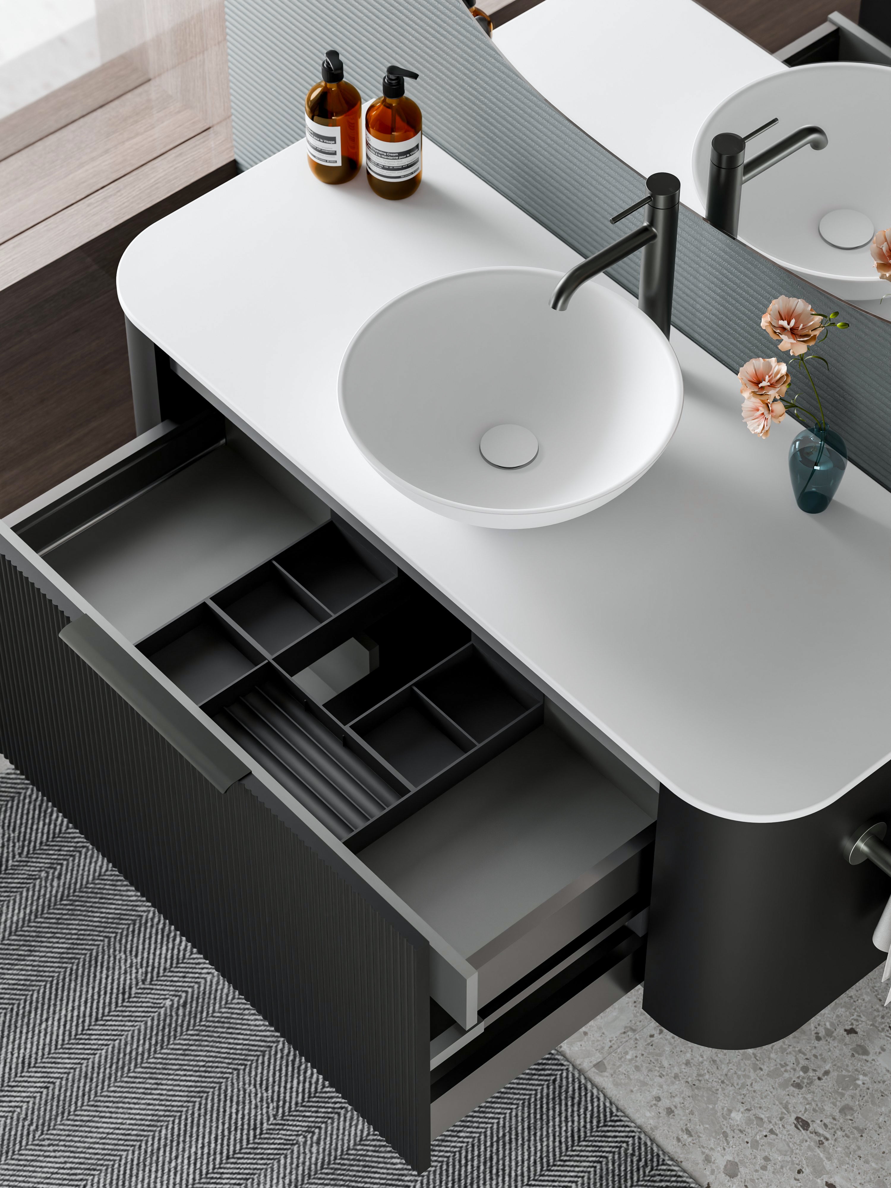 Code Nature 1200 Vanity | Flat Slab Top | Pillar Front