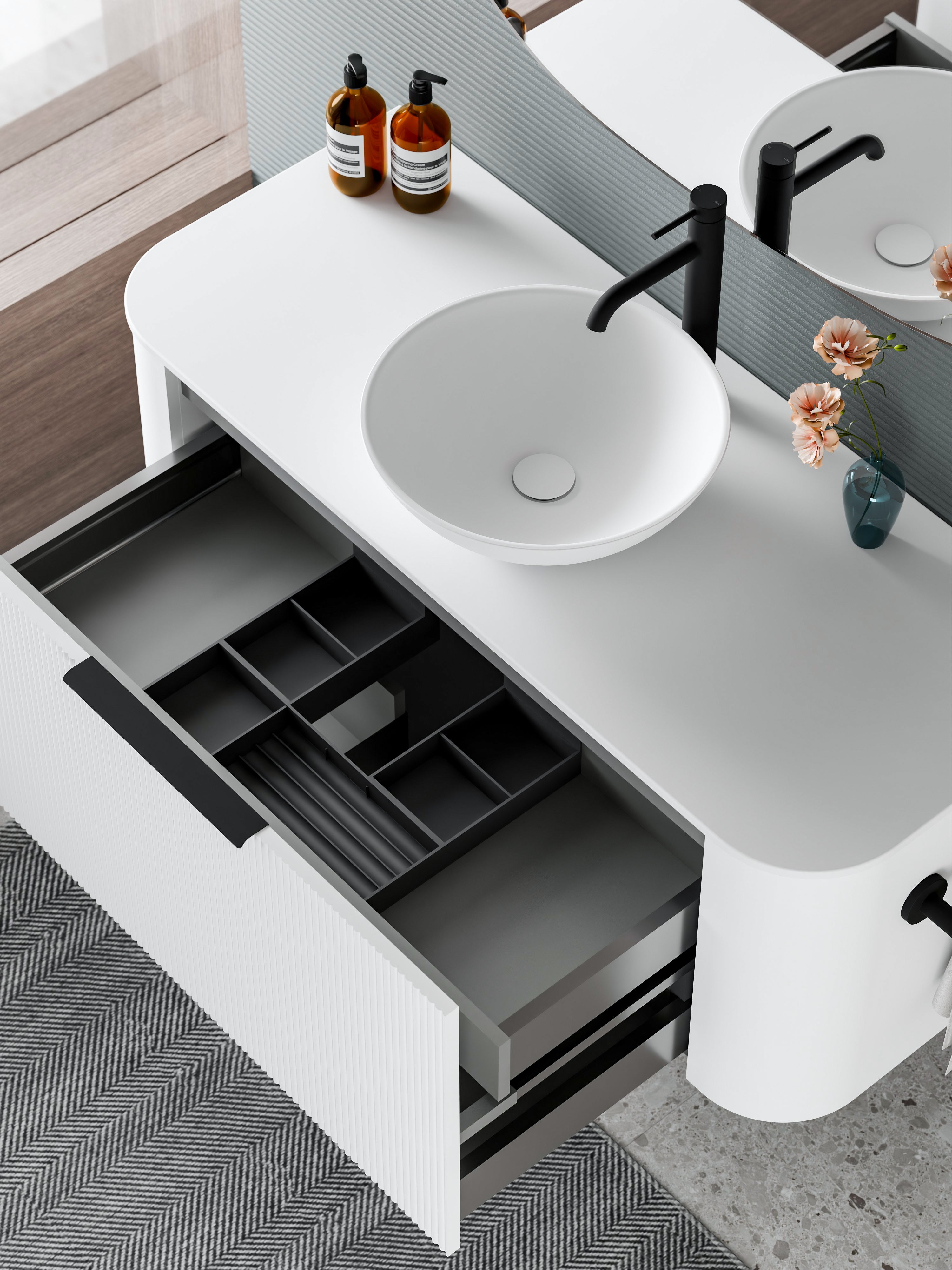 Code Nature 1200 Vanity | Flat Slab Top | Pillar Front