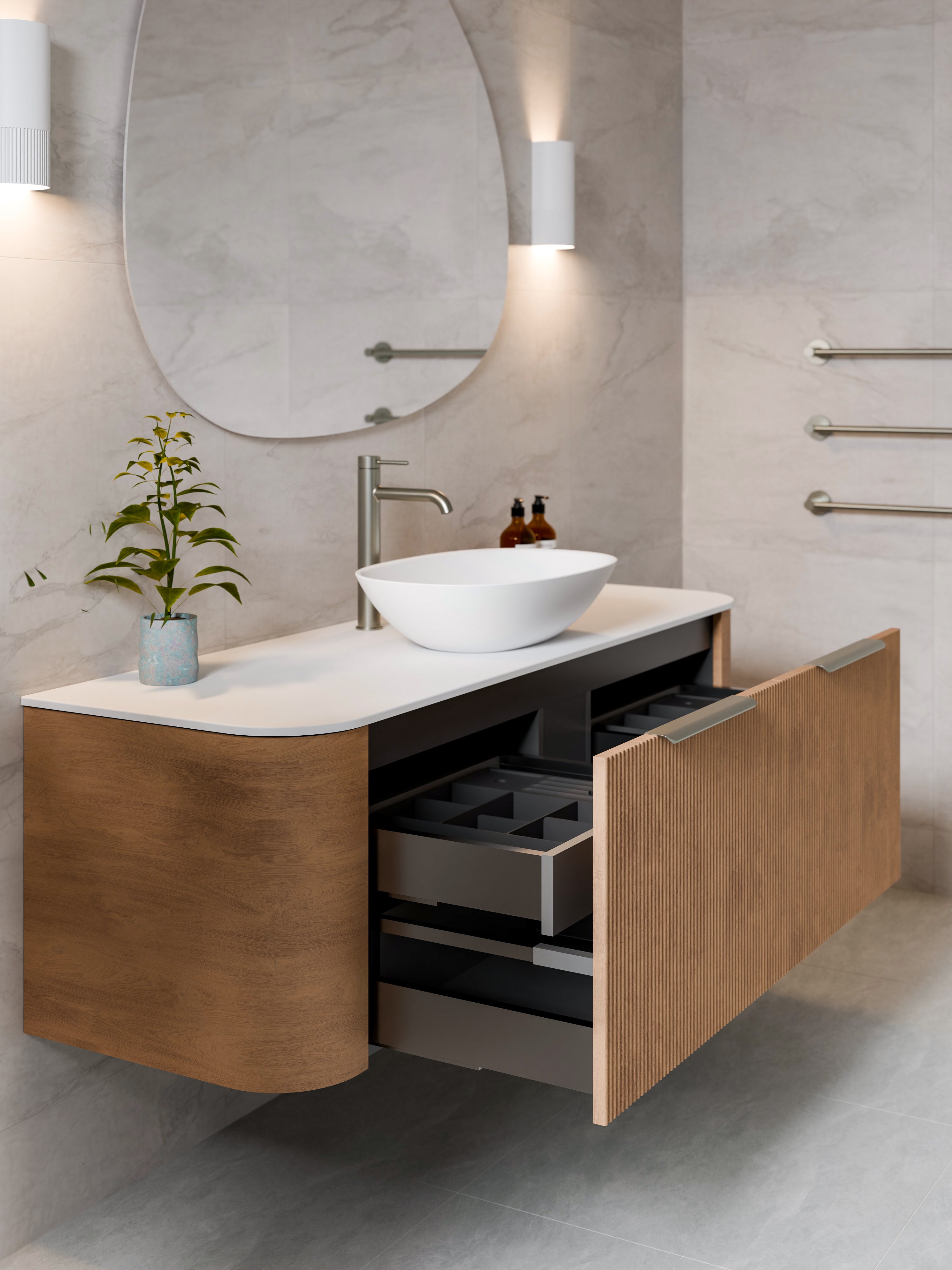 Code Nature 1500 Vanity |`Flat Slab Top | Single Sink | Pillar Front