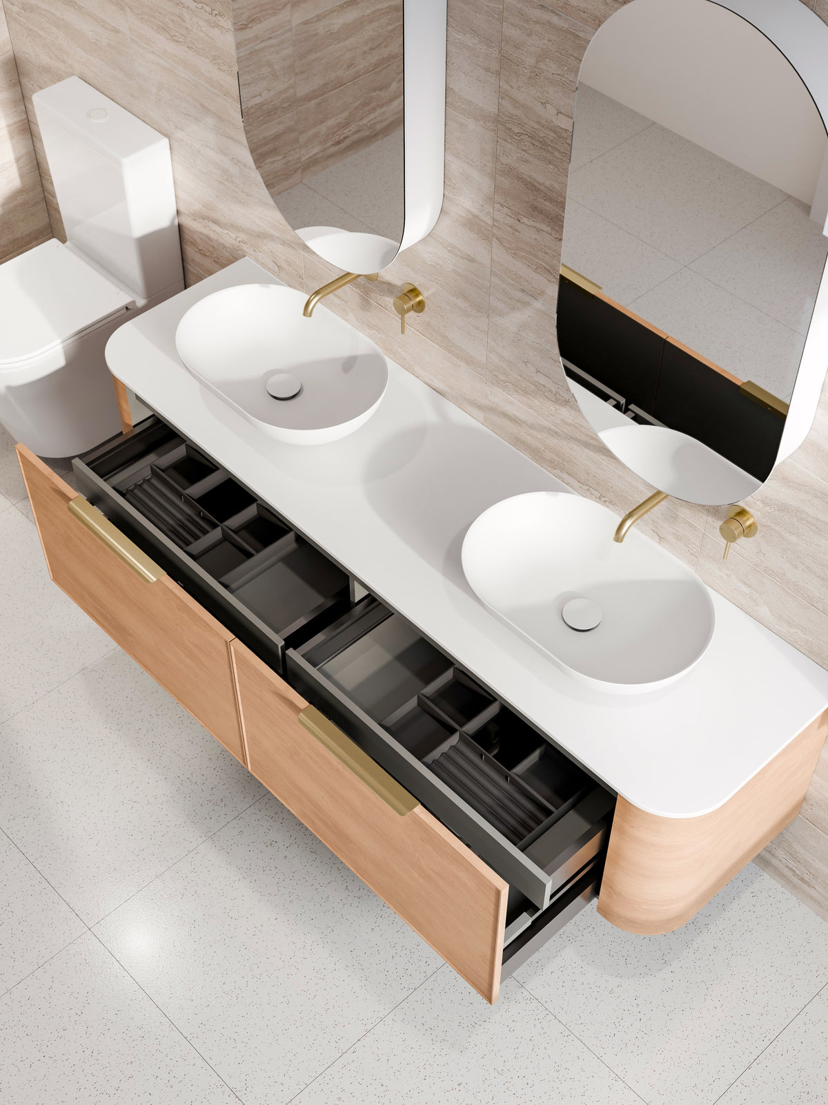 Slab Vanity Code Nature 1800 Vanity | Flat Slab Top | Axel Front – Elite Bathroomware