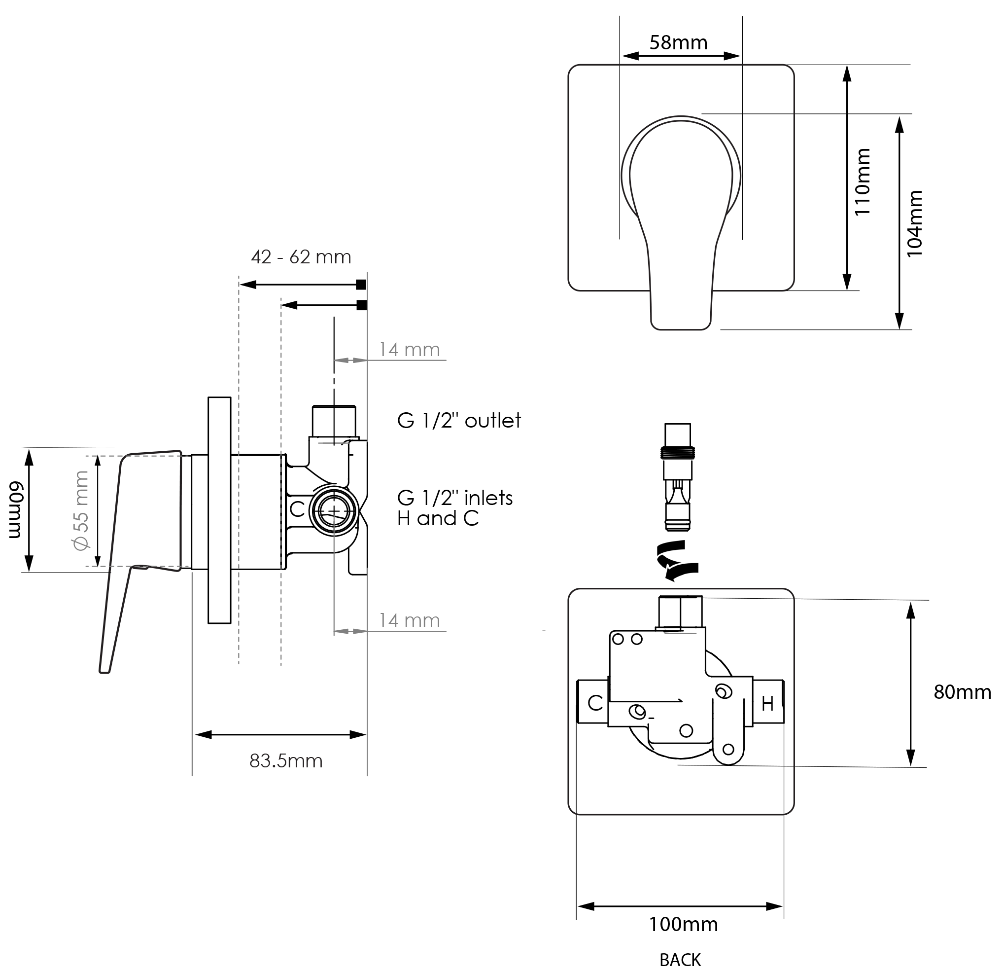 Foreno North Vortex Shower Mixer