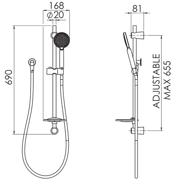 Felton Odyssey II Single Spray Slide Shower