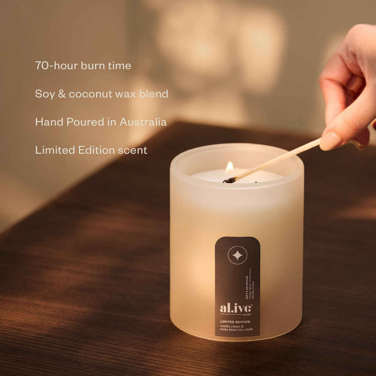 Al.ive Soy Candle - Vanilla Cream & Tonka Bean (330g)