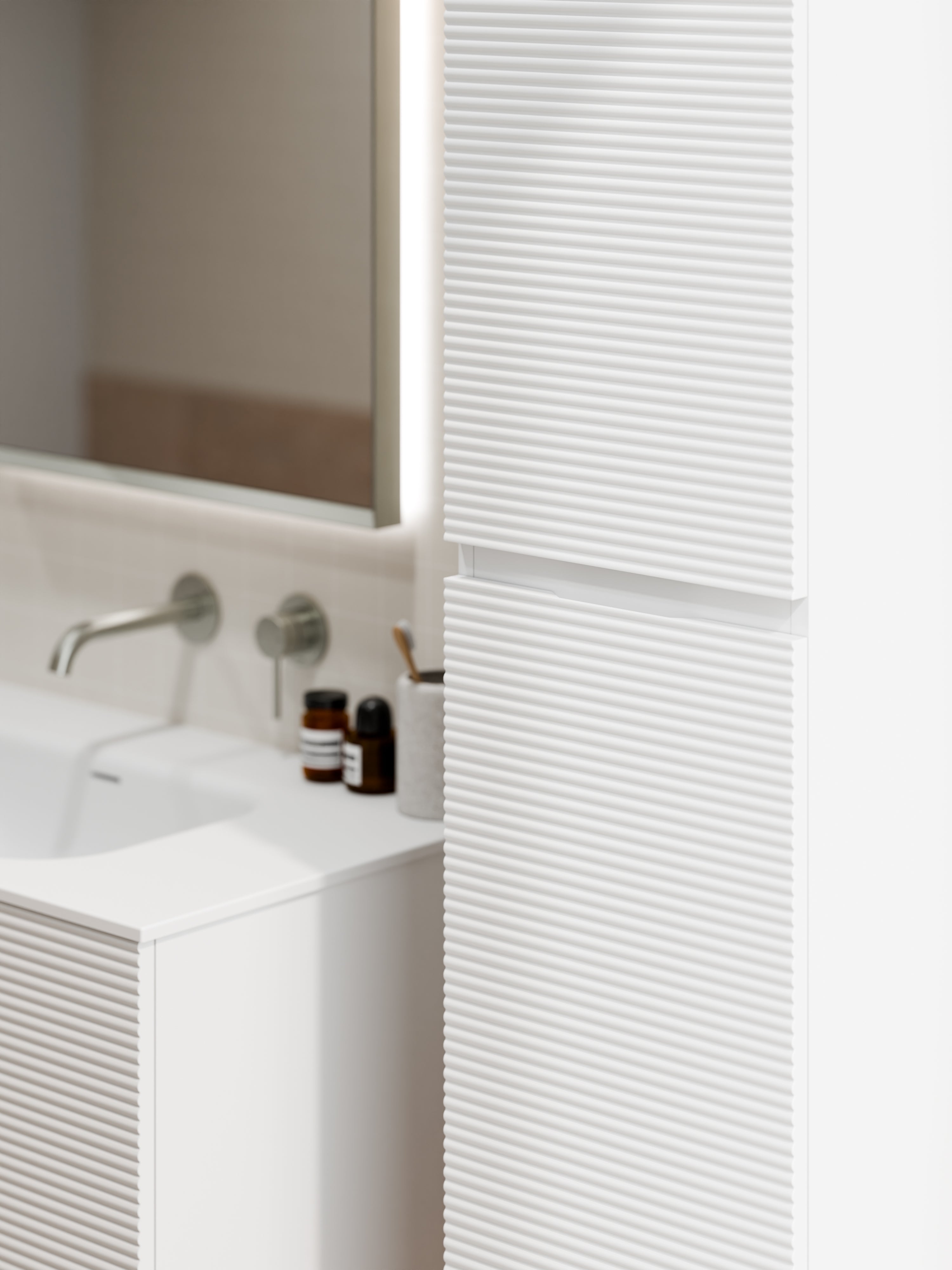 lineare-orchard-tower-cabinet-matte-white-close-up