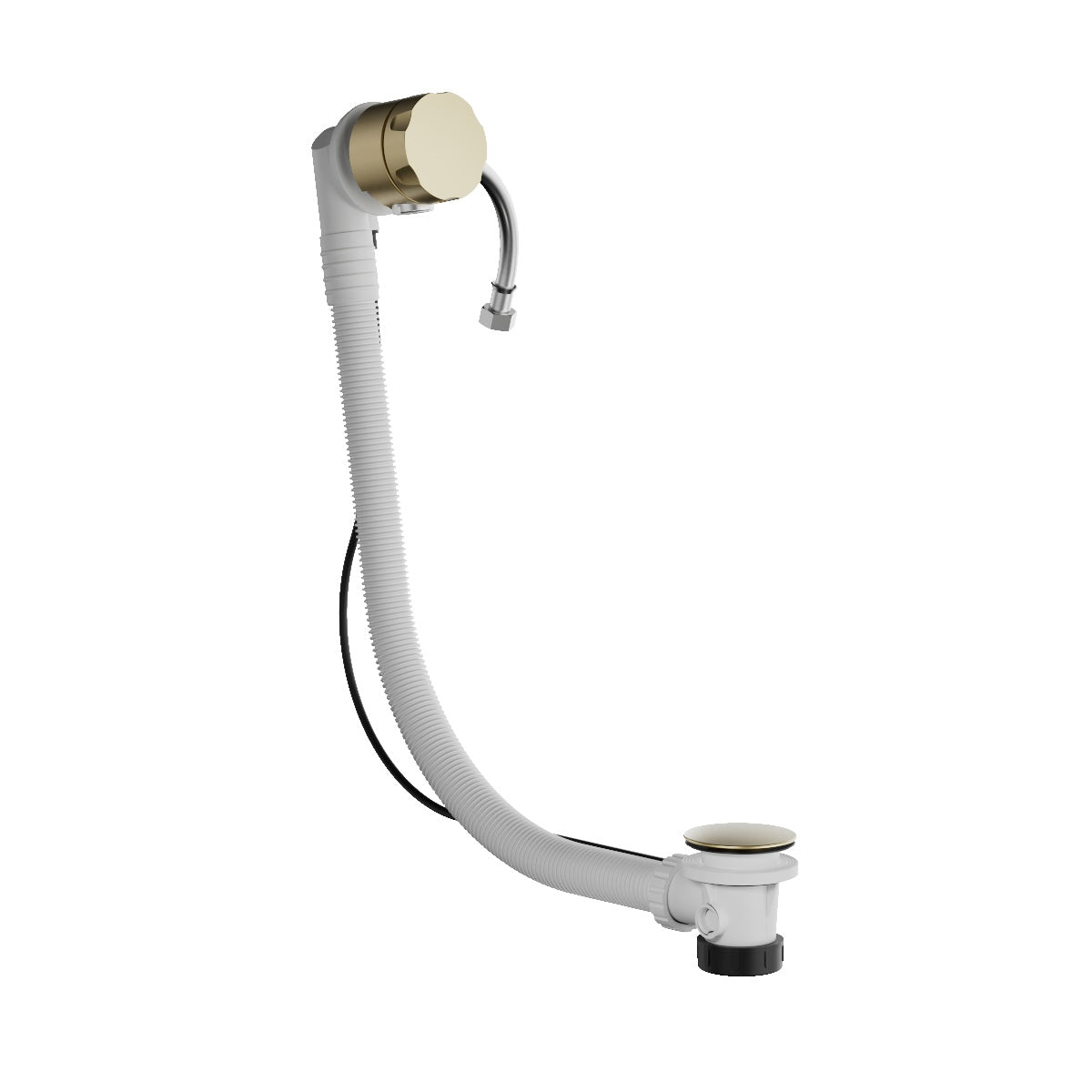 Plumbline Buddy Bath Filler, Pop Up Waste With Overflow and Trap - Brushed Brass Organic