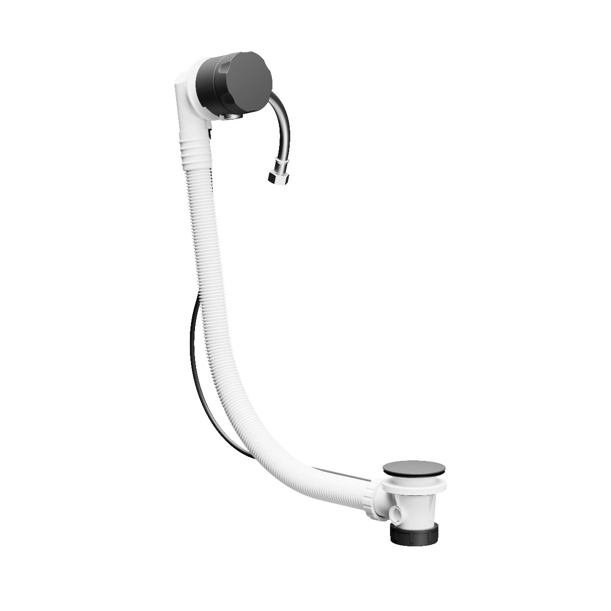 Plumbline Buddy Bath Filler, Pop Up Waste With Overflow and Trap - Matt Black