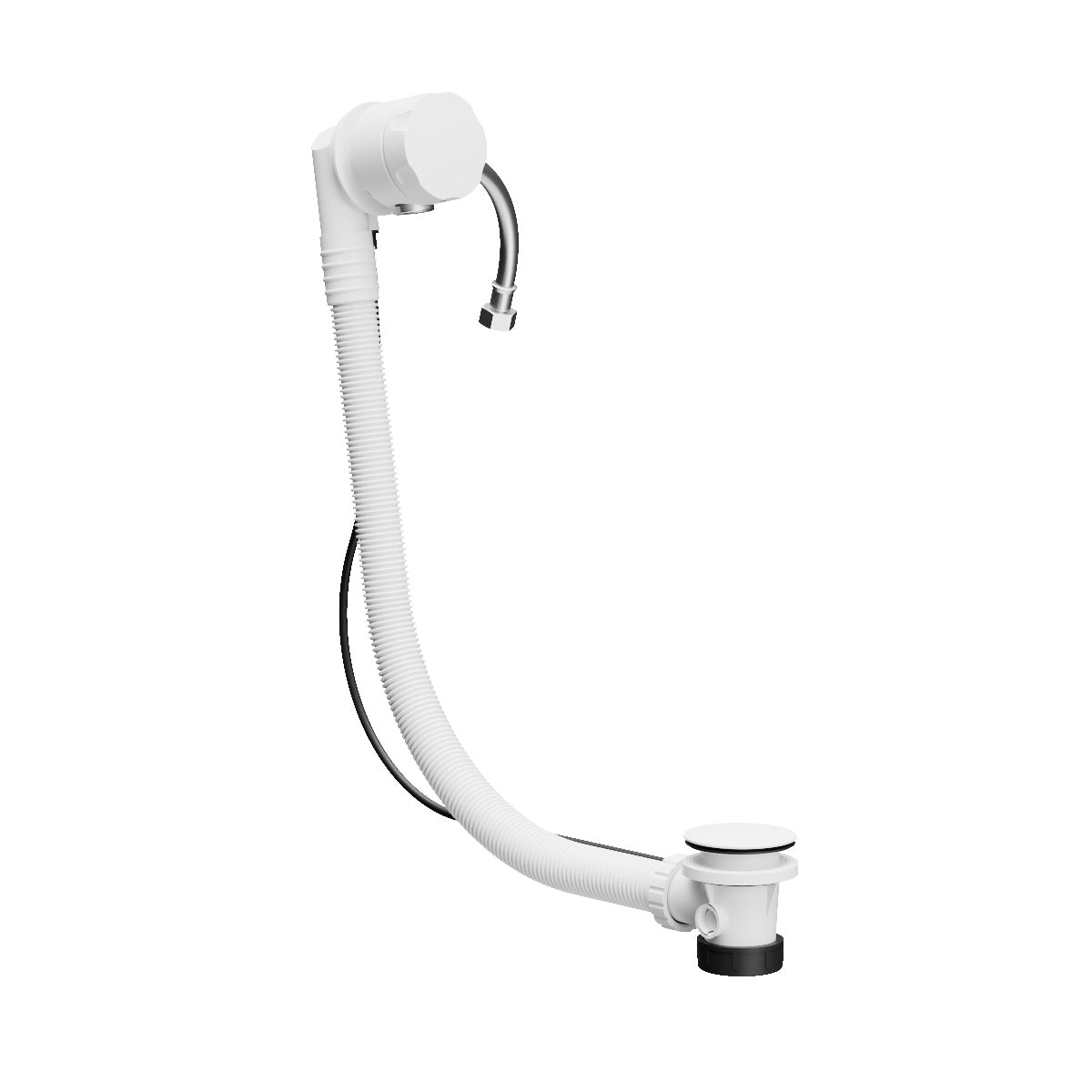 Plumbline Buddy Bath Filler, Pop Up Waste With Overflow and Trap - Matt White