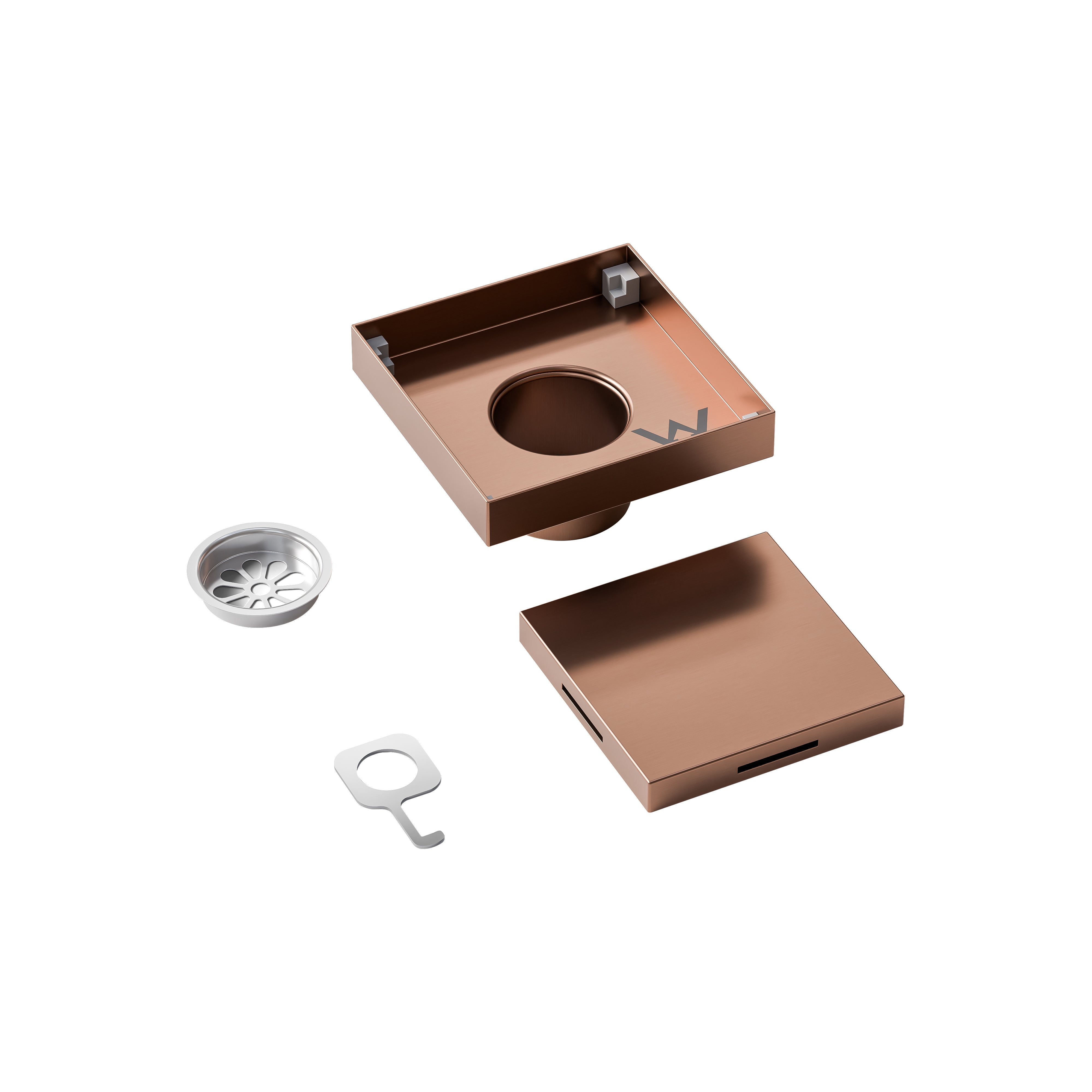 code-tile-shower-grate-kit-with-hair-filter-and-removable-key-brushed-copper