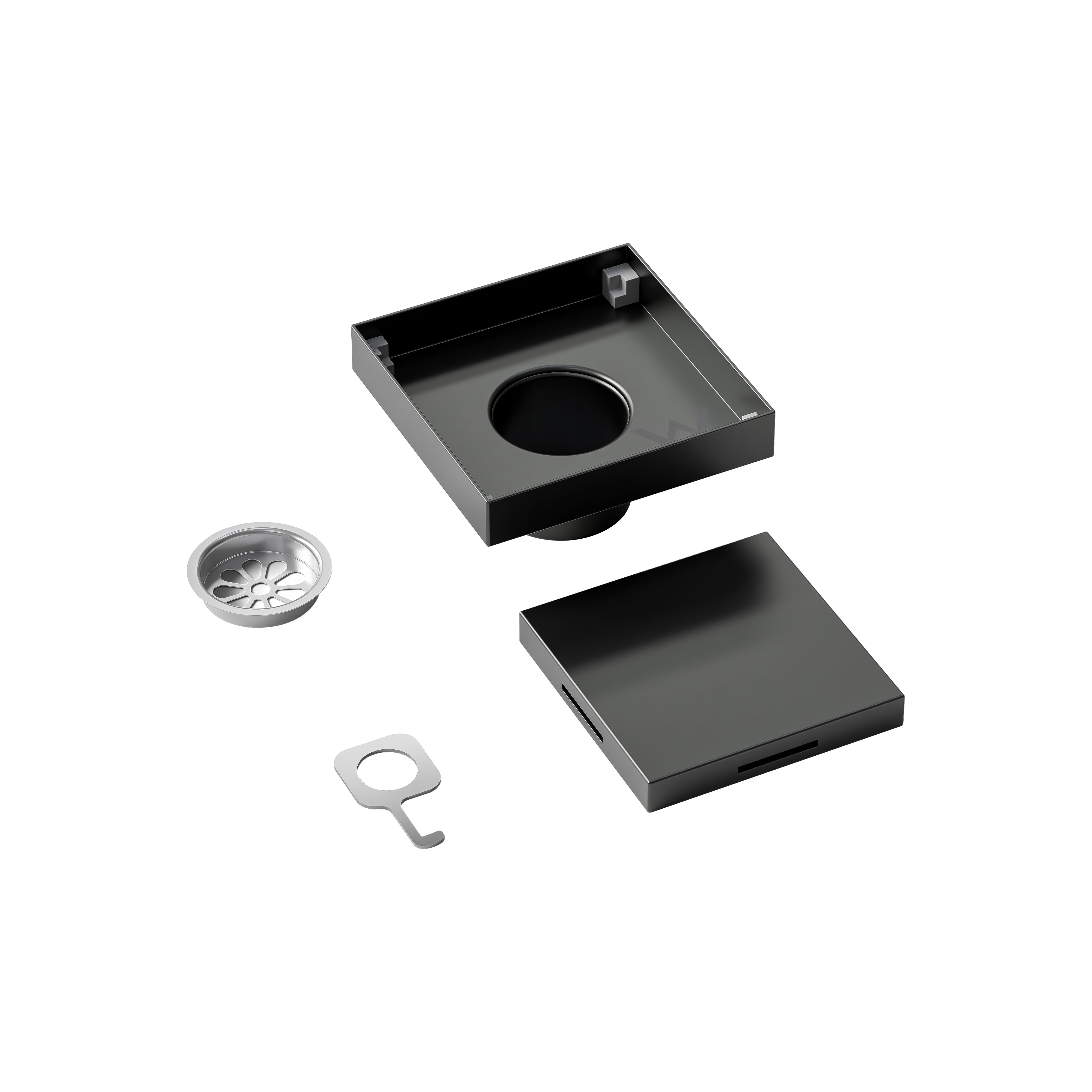 code-tile-shower-grate-kit-with-hair-filter-and-removable-key-gunmetal