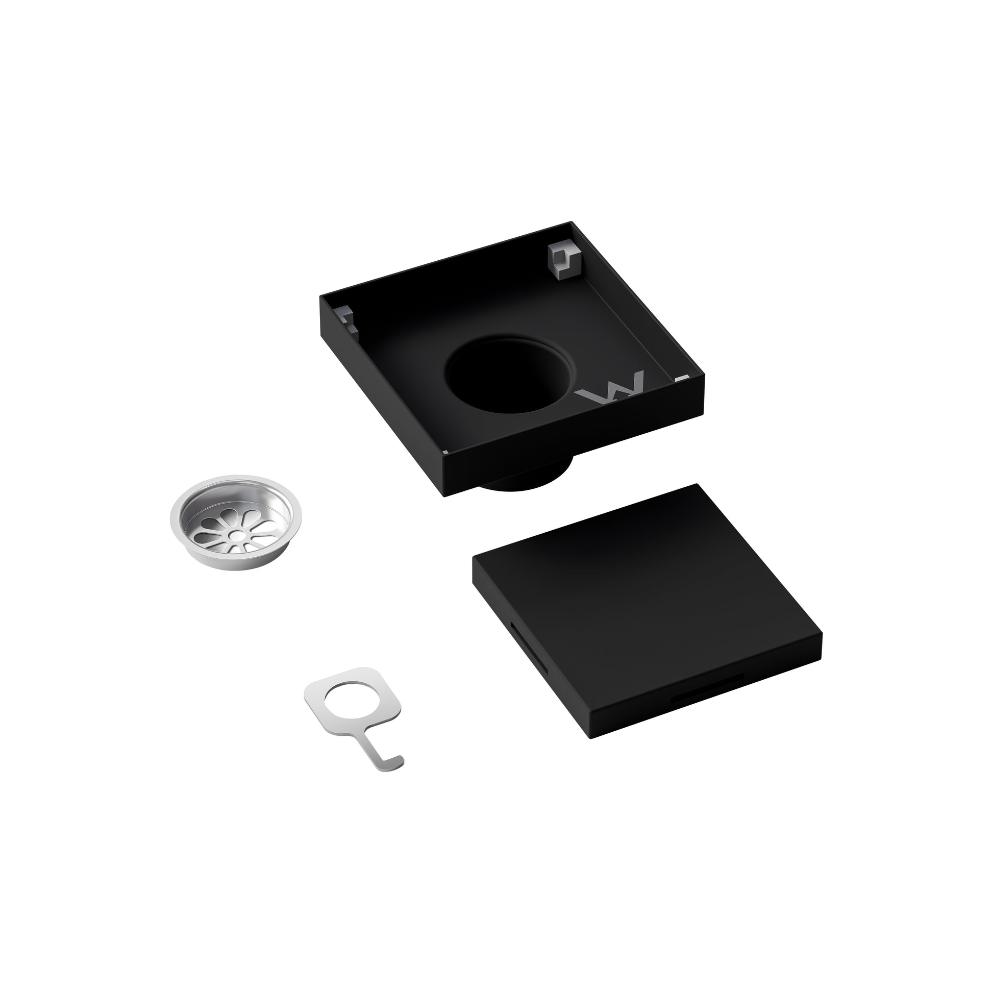 code-tile-shower-grate-kit-with-hair-filter-and-removable-key-matte-black
