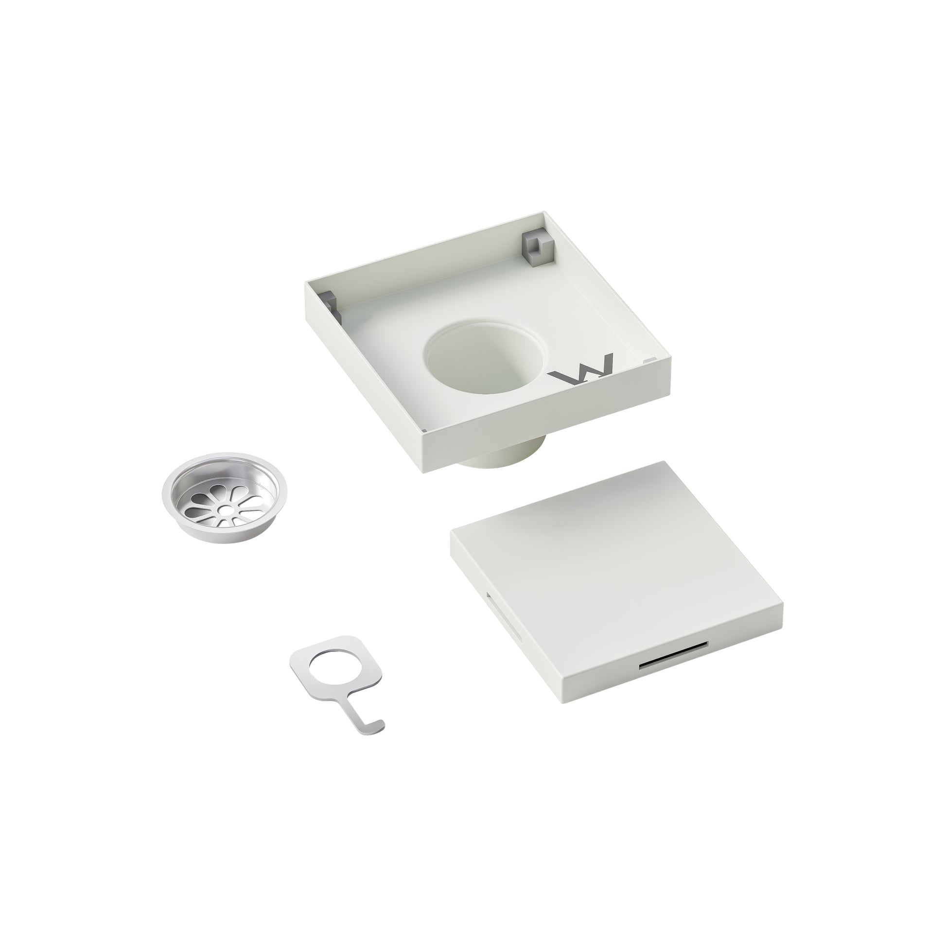 code-tile-shower-grate-kit-with-hair-filter-and-removable-key-matte-white