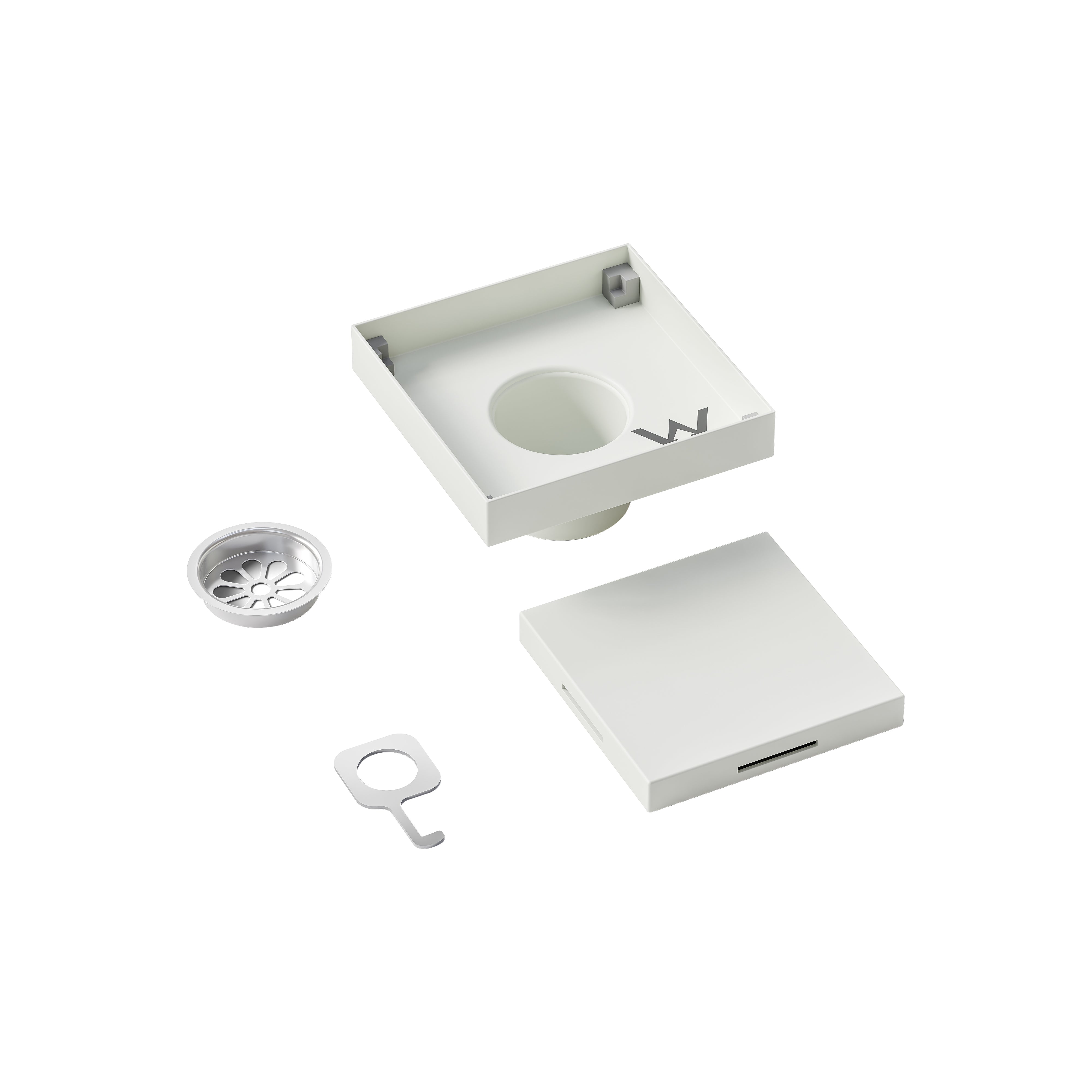 code-tile-shower-grate-kit-with-hair-filter-and-removable-key-matte-white
