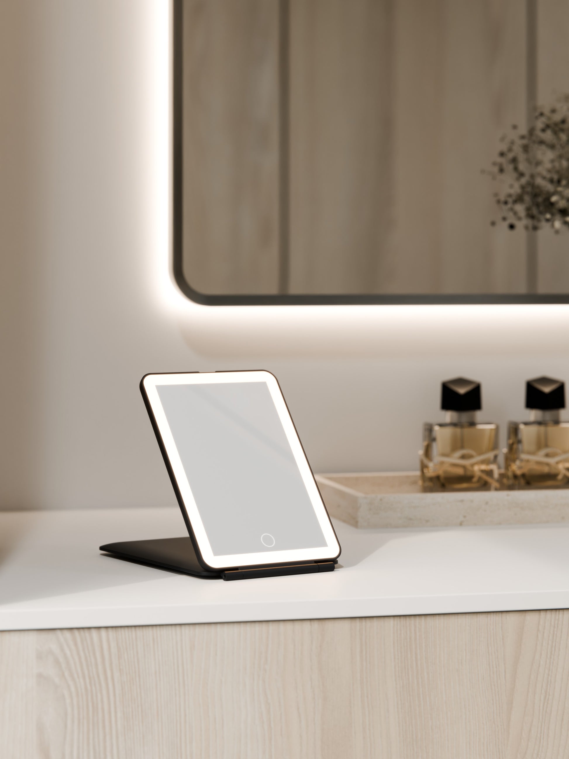 makeup-led-mirror-in-black-on-dresser