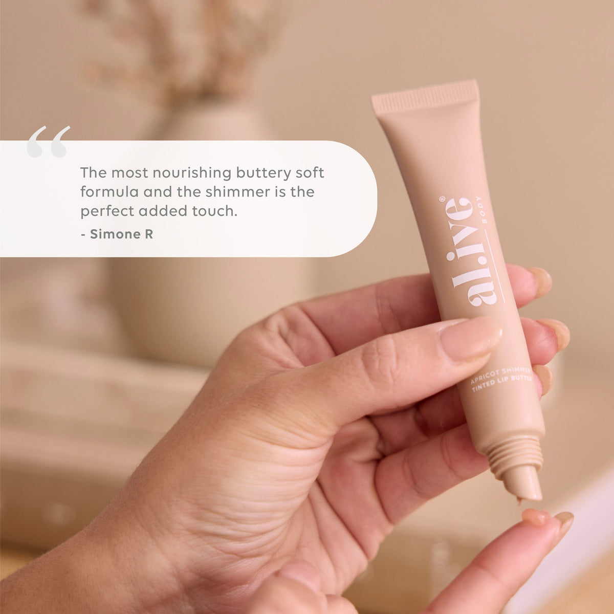 al.ive body Tinted Lip Butter Apricot Shimmer - key features