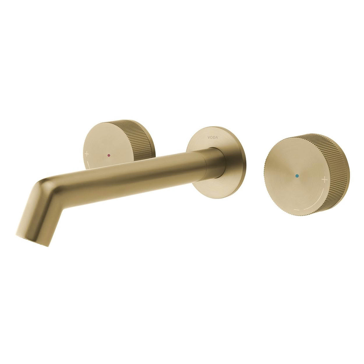 Voda Onyx Dual Handle Wall Basin / Bath Mixer - Brushed Brass