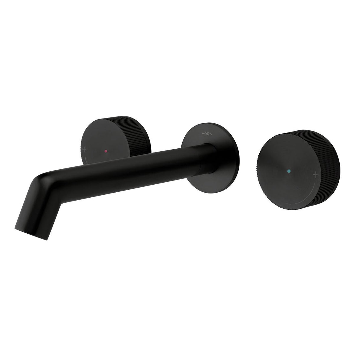 Voda Onyx Dual Handle Wall Basin / Bath Mixer - Brushed Black
