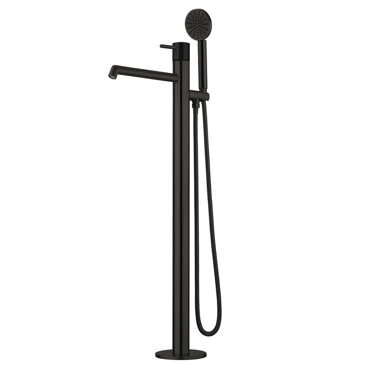 Voda Onyx Floor Standing Bath Mixer with Hand Shower - Brushed Black