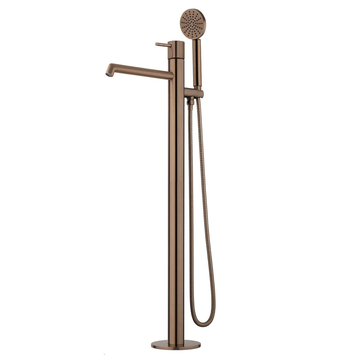 Voda Onyx Floor Standing Bath Mixer with Hand Shower - Brushed Bronze