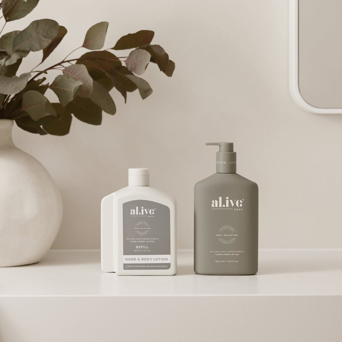Al.ive Hand & Body Lotion Refill - Willow Gum & Lemon Myrtle 650ml