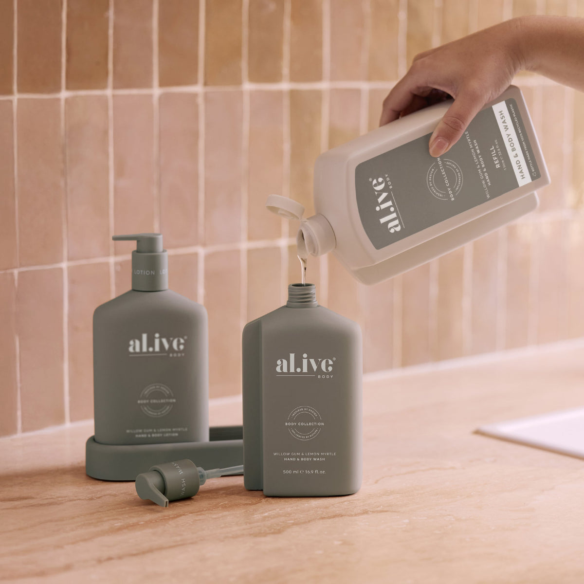 al.ive body Hand & Body Wash Refill Willow Gum & Lemon Myrtle - lifestyle shot