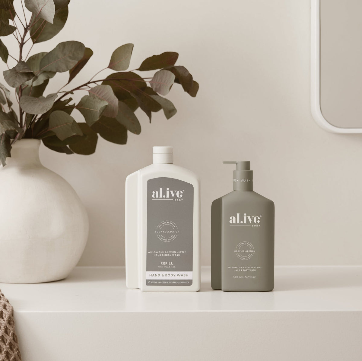 al.ive body Hand & Body Wash Refill Willow Gum & Lemon Myrtle - lifestyle shot