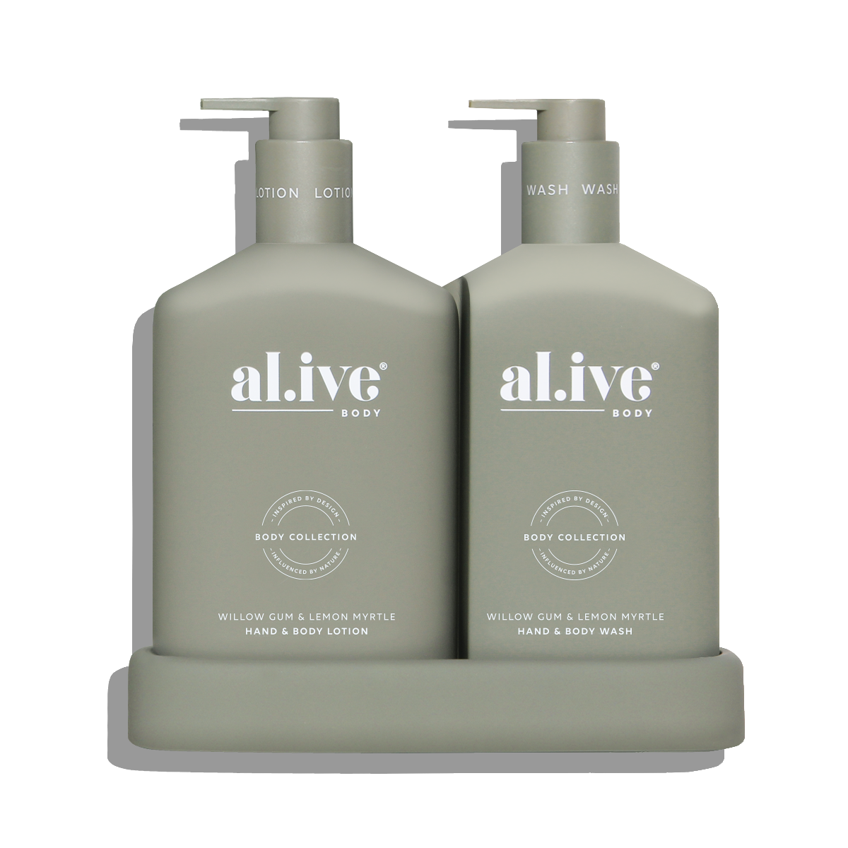 al.ive body Bathroom Duo Willow Gum & Lemon Myrtle - product bottles