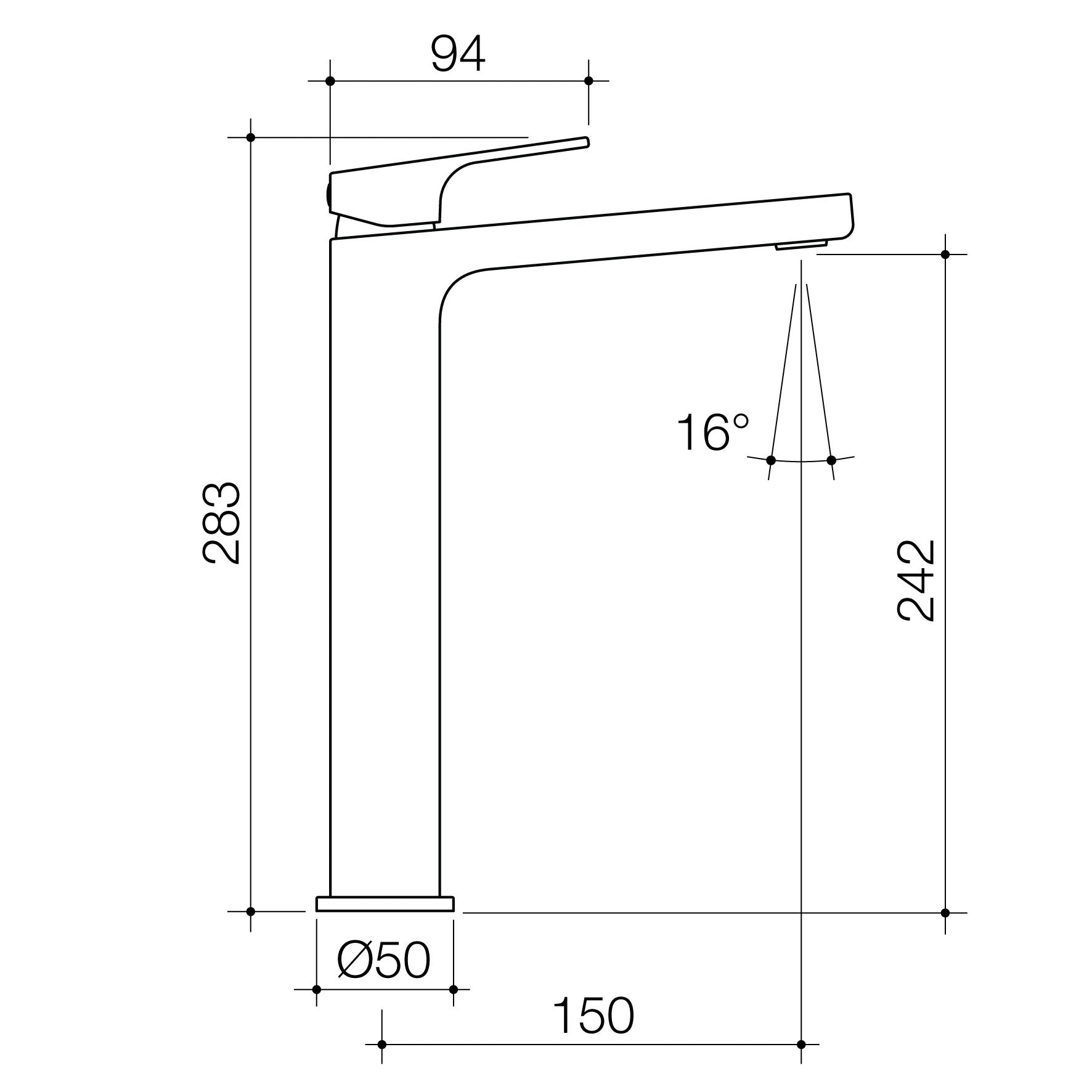 METHVEN-WAIPORI-MK2-HI-RISE-BASIN-MIXER-TECHNICAL-SPECS
