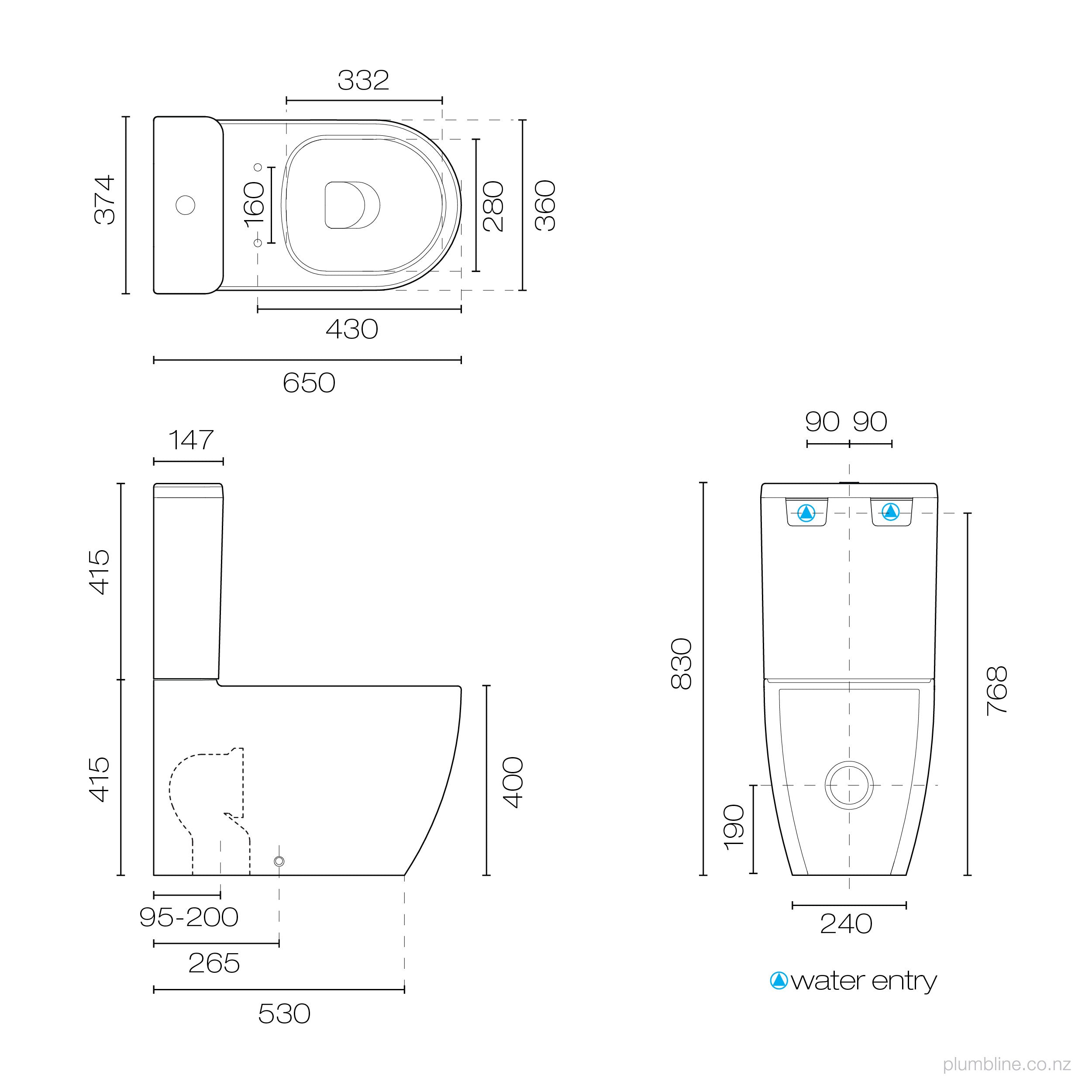 Plumbline Zen II Rimless Back To Wall Toilet Suite With Slim Seat Matt White