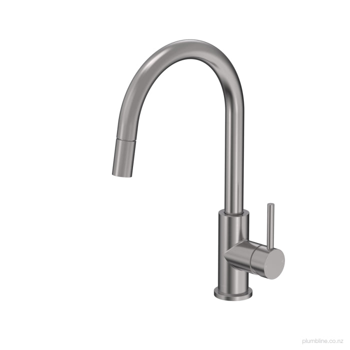 Swiss Kitchen Mixer With Pull Out Spray Brushed Stainless Steel