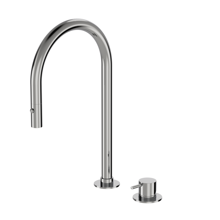 Plumbline Buddy 2 Hole Kitchen Mixer Round Spout With Pull Out Spray