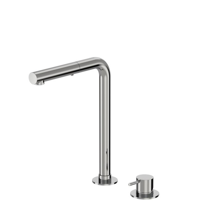 Plumbline Buddy 2 Hole Kitchen Mixer Straight Spout With Pull Out Spray