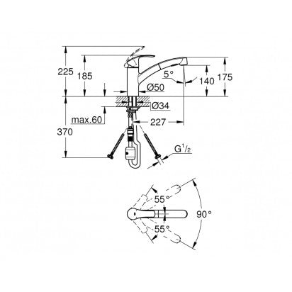 grohe-eurosmart-pullout-kitchen-mixer-spec-sheet