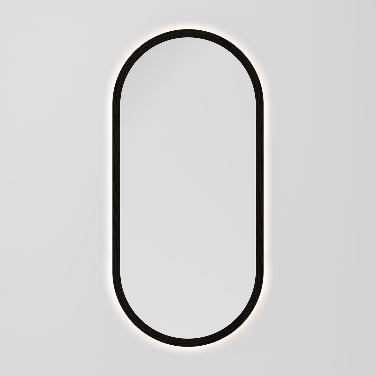 Sora Oval LED Mirror 500x1050 in Dark Ash finish