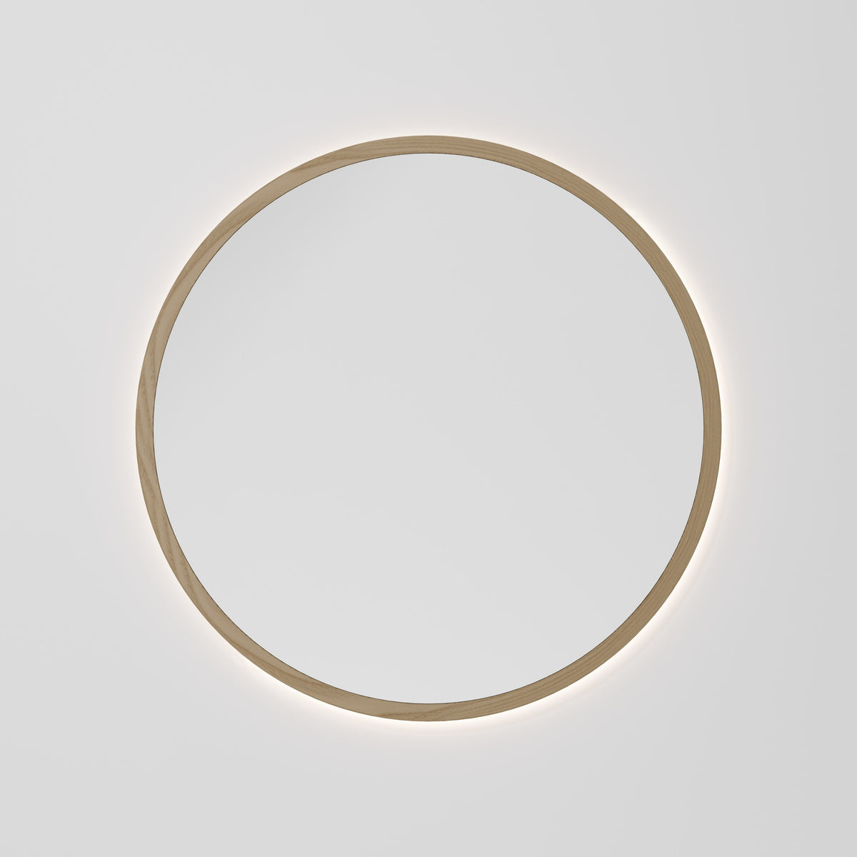 Sora Round LED Mirror 850 in Light Ash finish