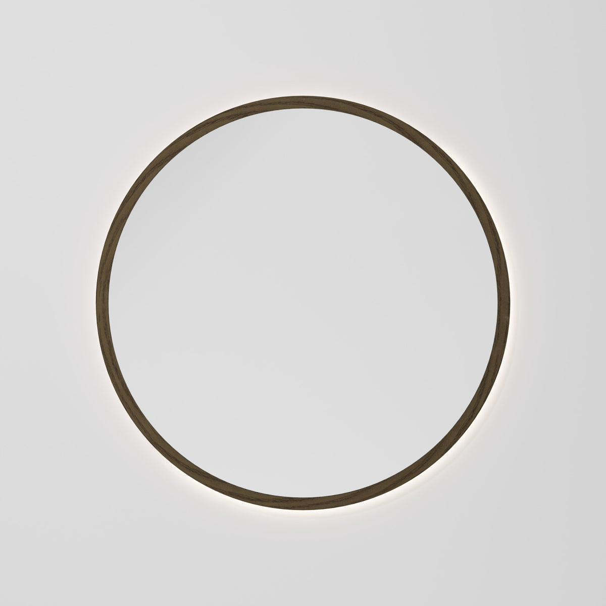 Sora Round LED Mirror 850 in Smoked Ash finish