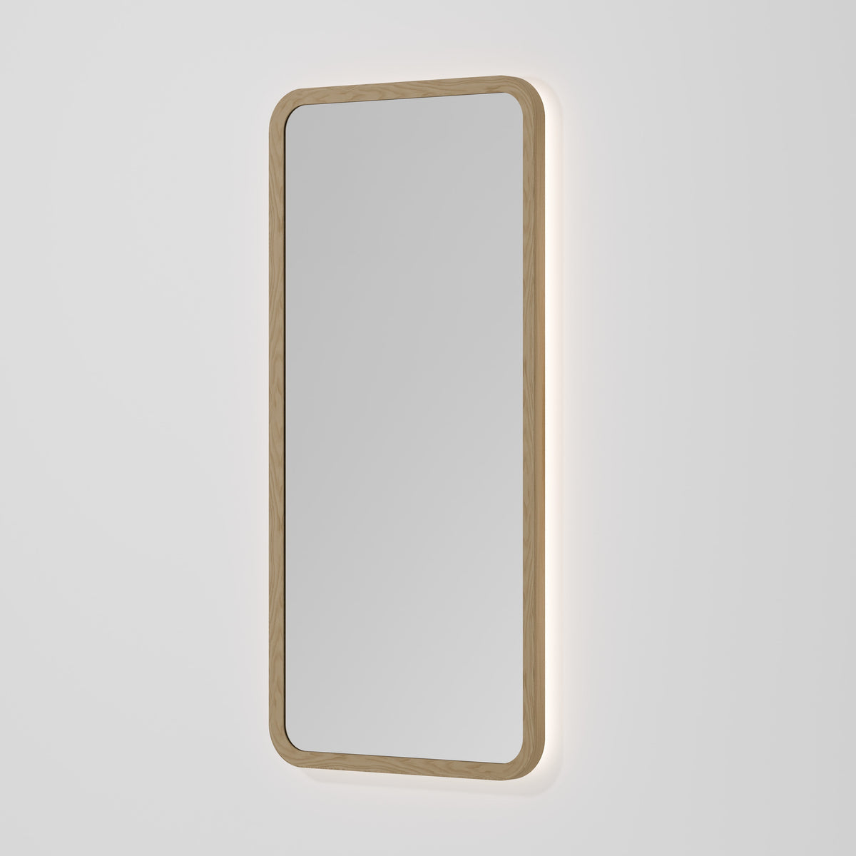 Sora Rectangle LED Mirror 500x1050 in Light Ash finish, alternate view