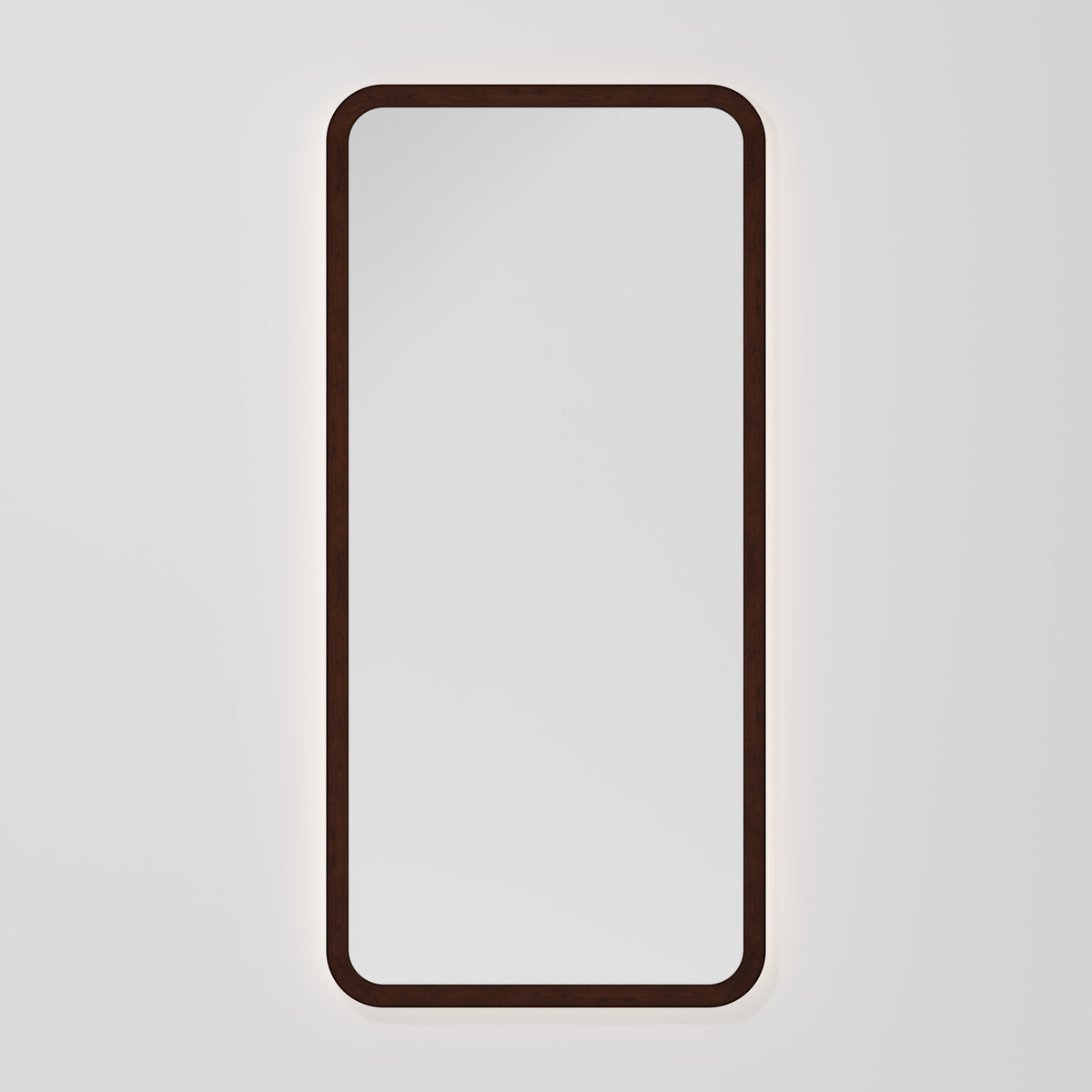 Sora Rectangle LED Mirror 500x1050 in Walnut Ash finish