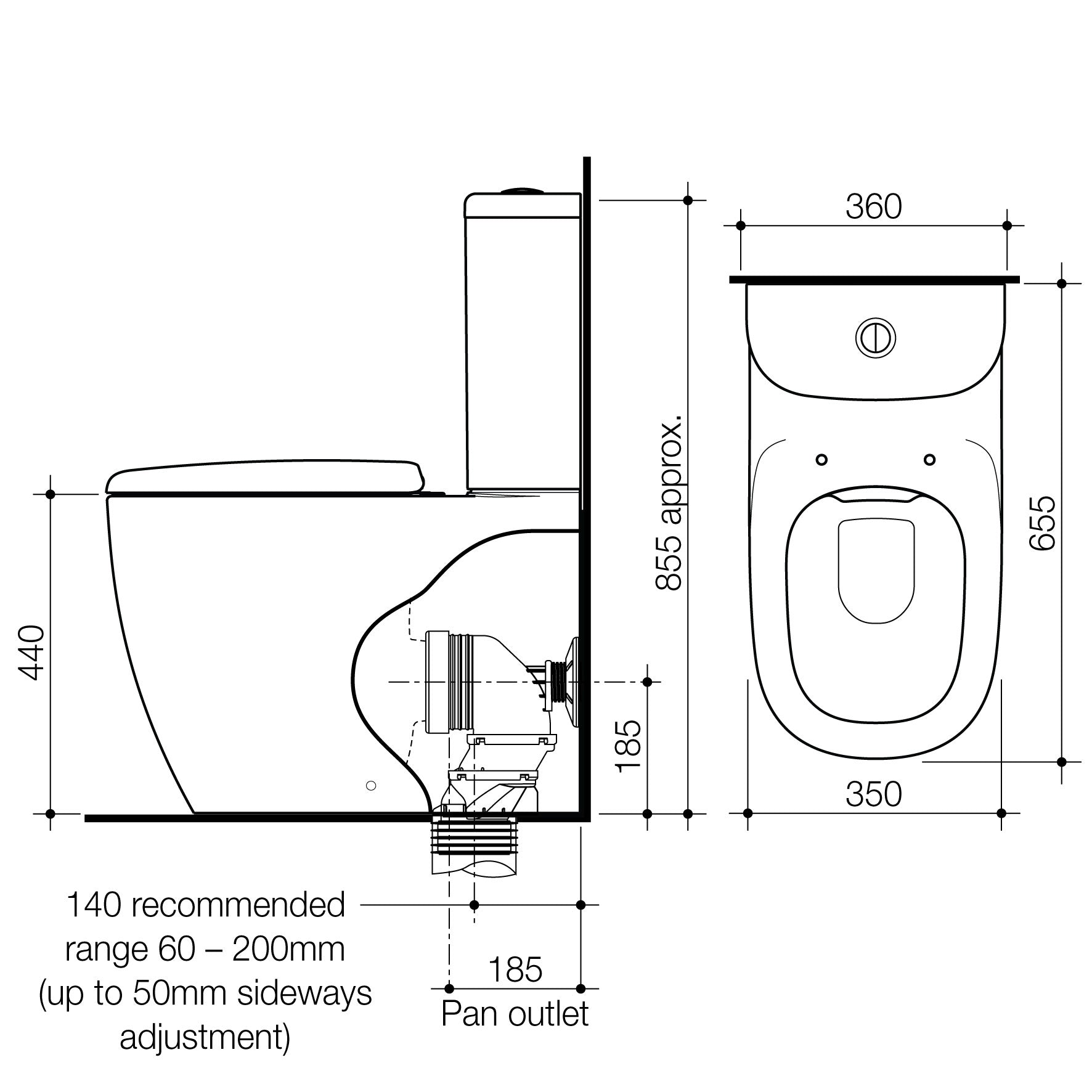 Caroma Contura II Cleanflush Back To Wall Toilet Suite | Clay