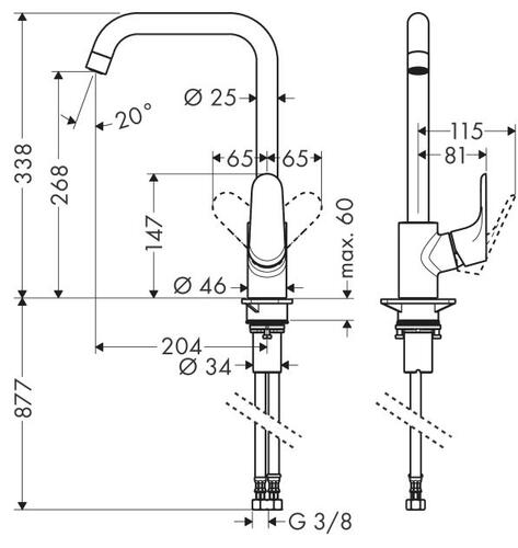 hansgrohe-focus-m41-kitchen-mixer-spec-sheet