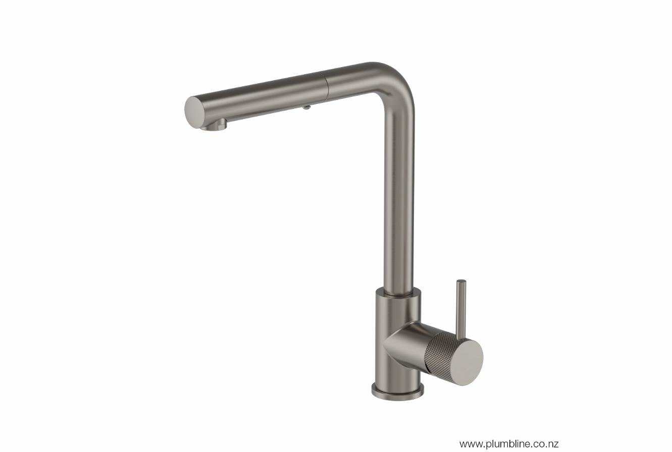 Plumbline Buddy X Kitchen Mixer Straight Spout With Pull Out Spray
