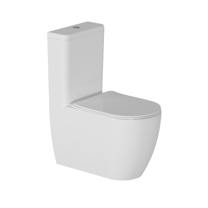 Zen II Rimless Back to Wall Toilet Suite Slim Seat Gloss White