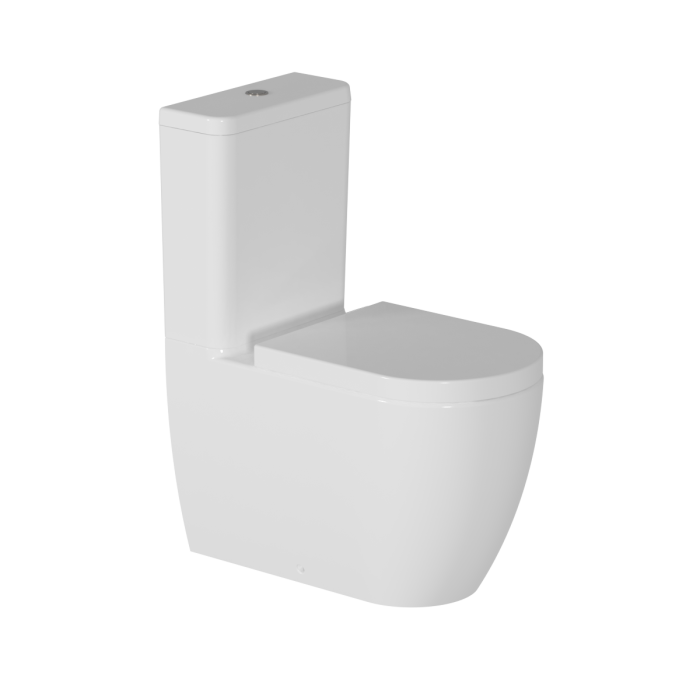 Plumbline Zen II Rimless Back to Wall Toilet Suite — Thick Seat, Gloss White