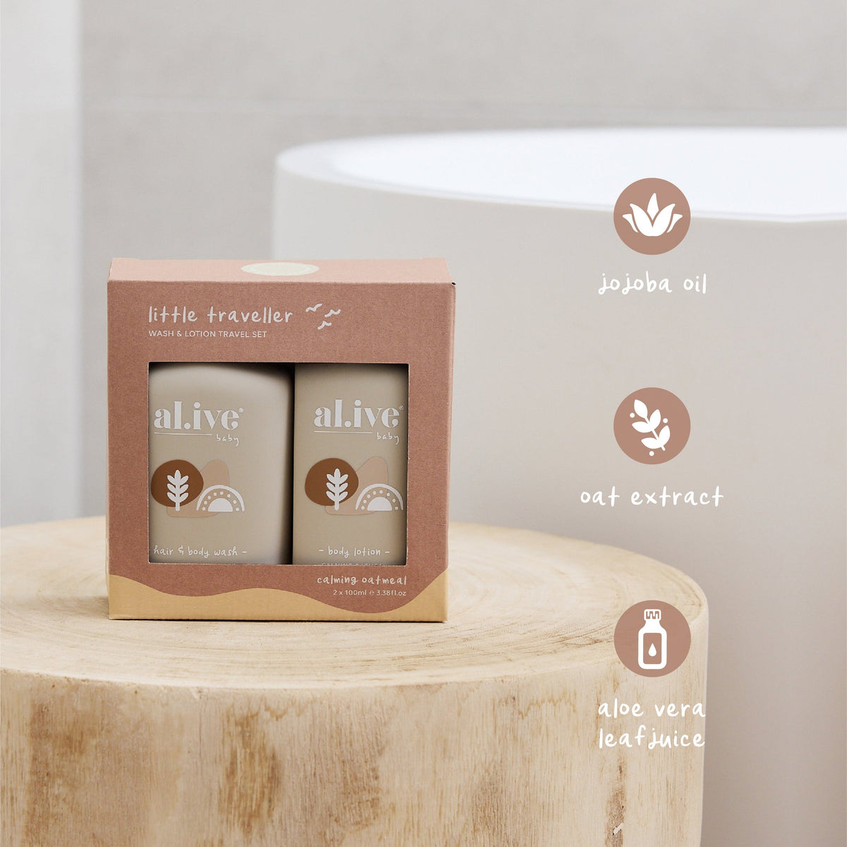 Al.ive Little Traveller Calming Oatmeal Wash & Lotion Travel Pack