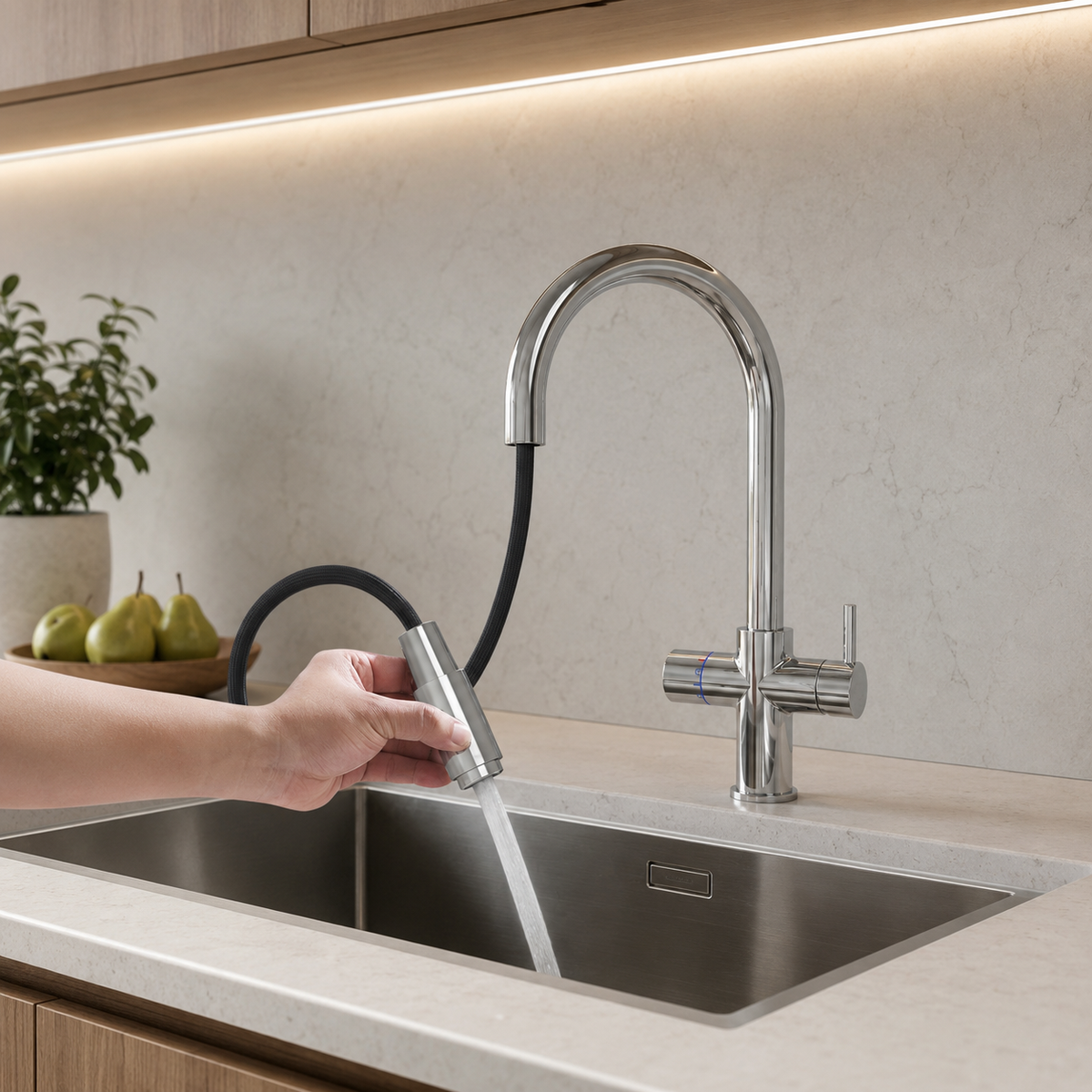 Neotap Multi Pull-Out tap installed in a modern kitchen
