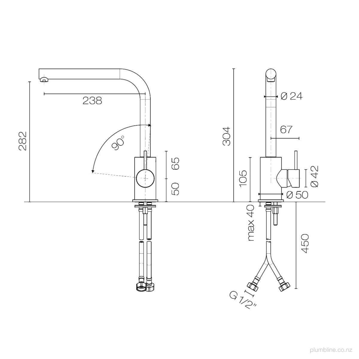 Plumbline Oli 316 Kitchen Mixer Straight Spout
