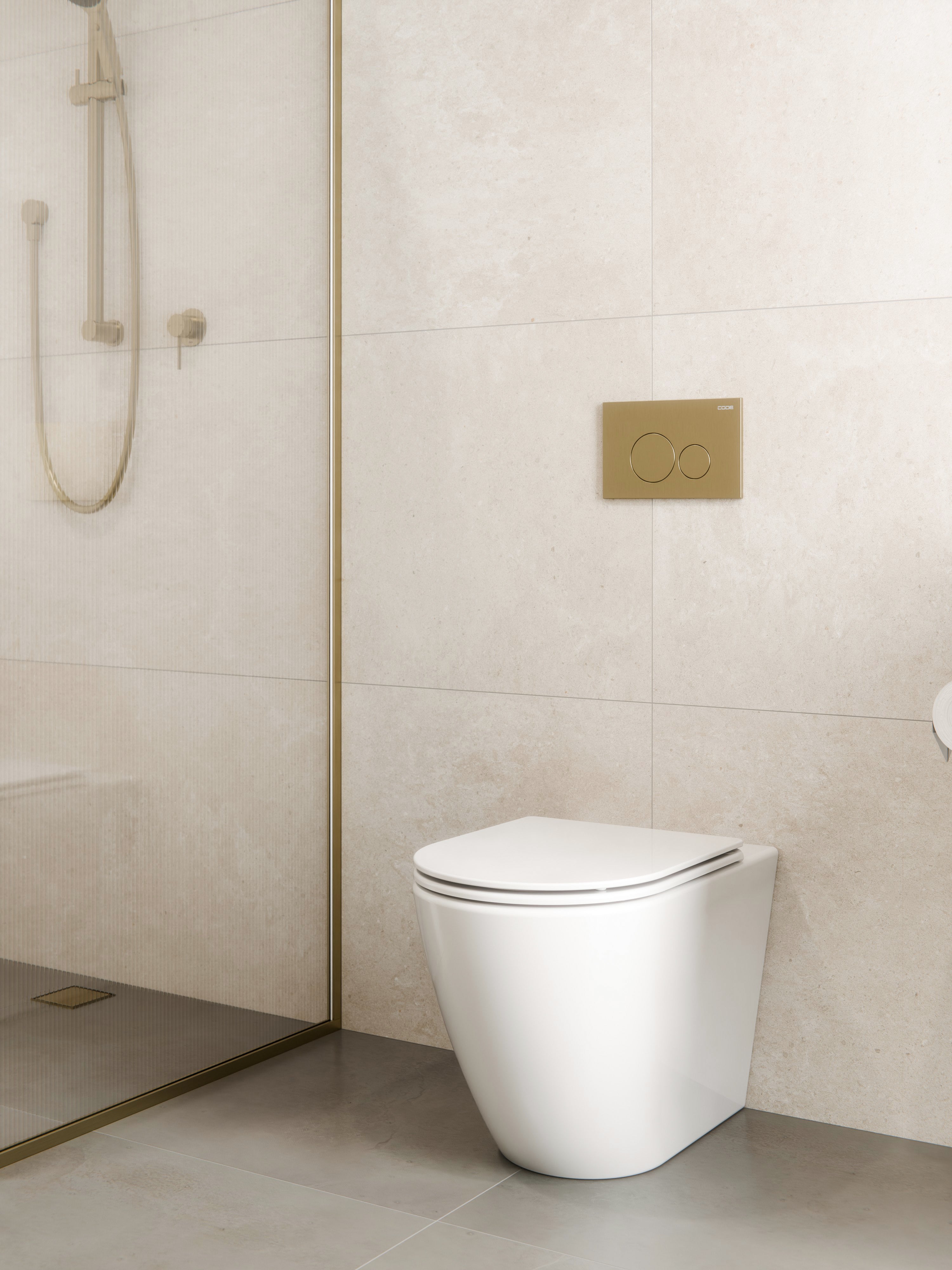 CODE FLOW TYPHOON INWALL TOILET SUITE | BRUSHED BRASS BUTTON